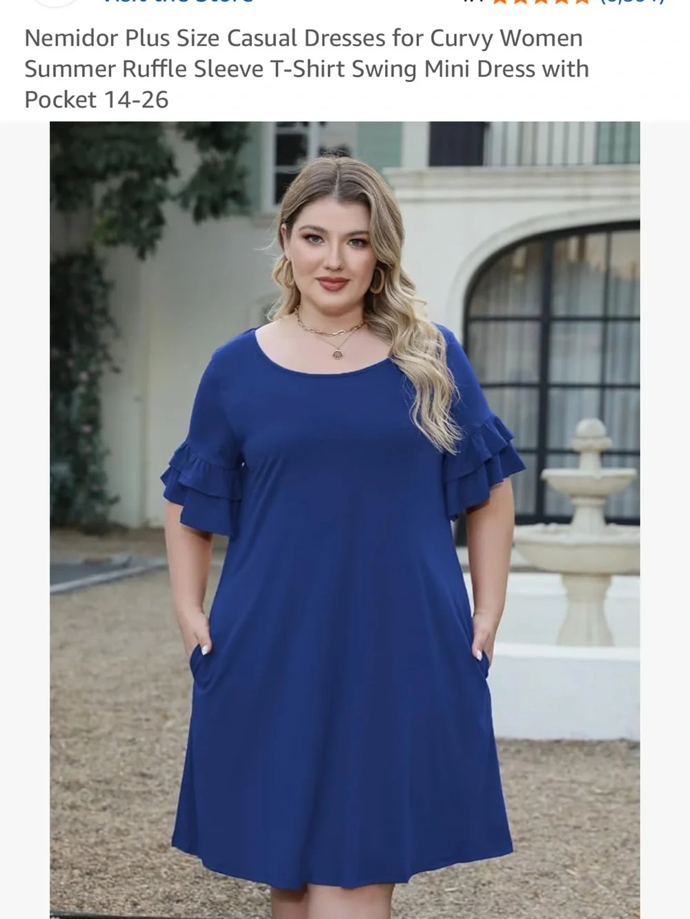 Cocktail swing dress with ruffle sleeves - Picture 6 of 15